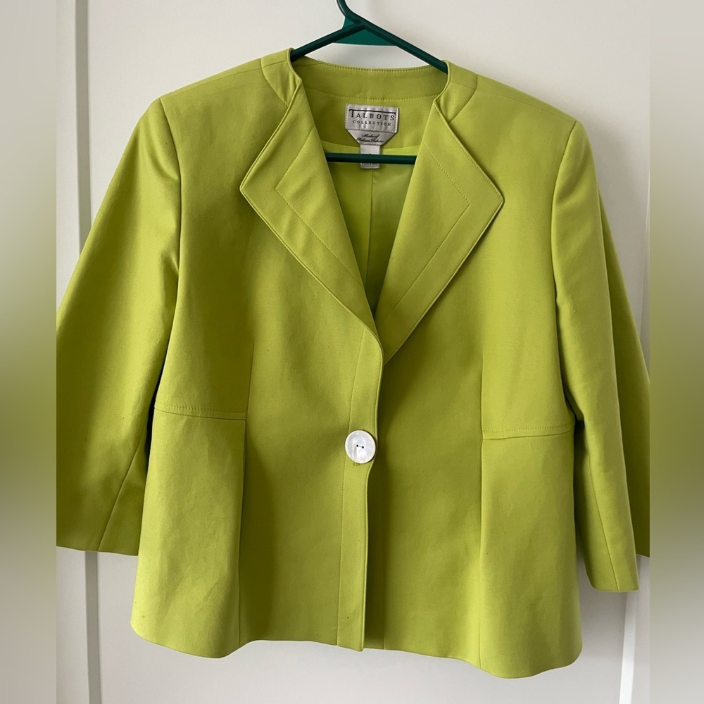 Talbots Women's Lime Green Blazer - Size 6